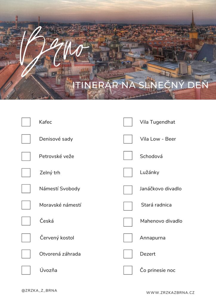 Itinerár na aktivity v Brne